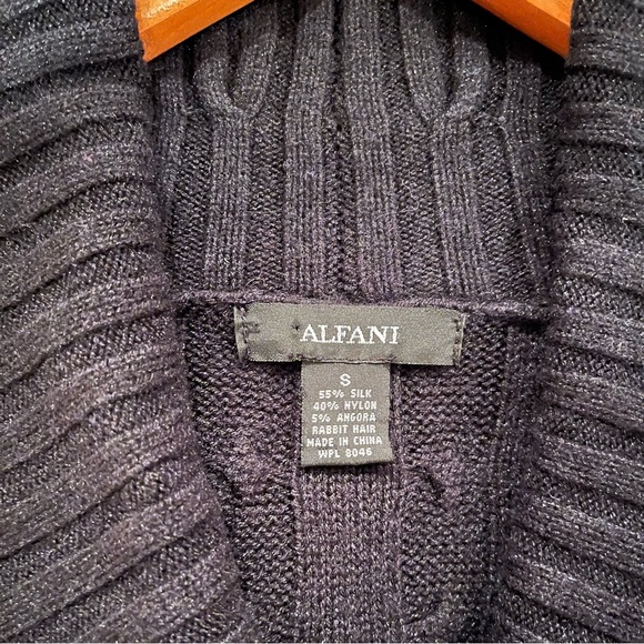 Alfani Womens Sweater Dress Silk Angora Blend Chunky Cable Knit Black Small - Picture 3 of 11